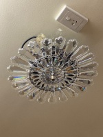 Modern Crystal / Chrome Flat Ceiling Chandelier