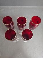 Bohemia Fancy Ruby 5 Champagne Flutes - 2