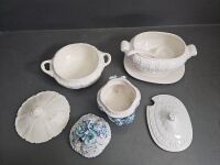 3 Porcelain Tureens Once with Under Dish and Label and on Italian Capodiamonte - 2