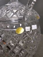 Heavy Bohemia Diamond Cut Crystal Lidded Pot & Exquisite Crystal Label - 2