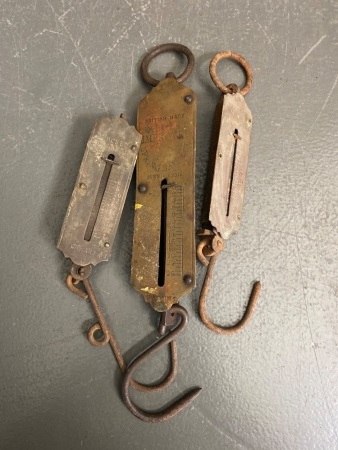 3 Salter Brass Hanging Scales