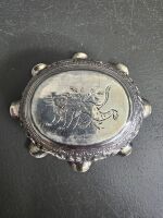 Stirling Silver Embossed Dish with Ruffle Top & Engraved Lion on Base - 3