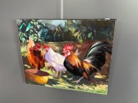 Chickens Oil on stretched canvas signed Wolfgang Lämmle - 2