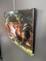 Chickens Oil on stretched canvas signed Wolfgang Lämmle - 3