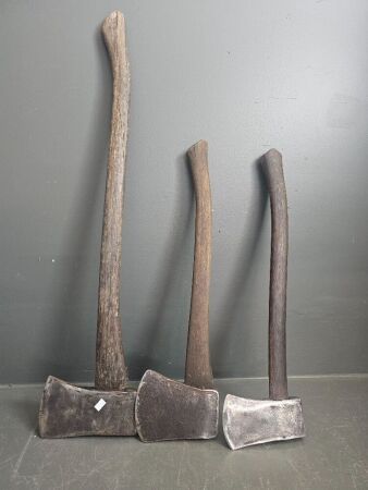 3x vintage axes - 2 marked