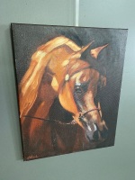 Arabian Horse Head oil on stretched canvas signed Wolfgang Lämmle - 2