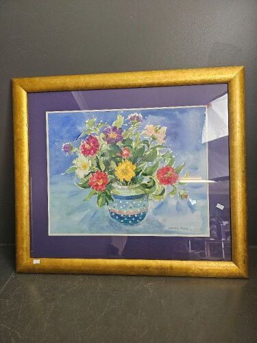 Flowers in Vase- (NZ/AU) - watercolour signed Heather Francis