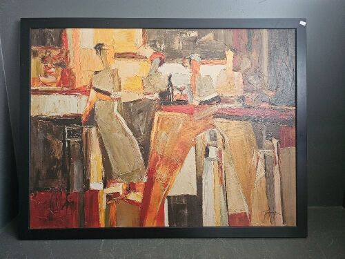 Abstract Bar Scene- Oil on canvas signed Yuri Tremler