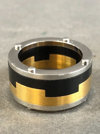 Stainless Steel & Titanium Ring - Black/Gold/Silver