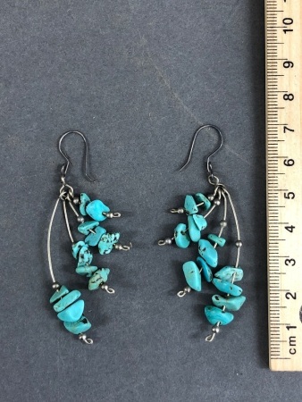 Pair of Sterling Silver & Turquoise Earrings