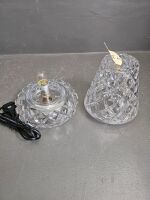 Heavy Hand Cut Crystal Table Lamp Rewired & Working - 2