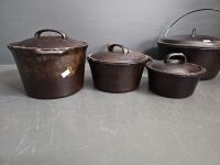 Cast Iron Set of 3 Saucepans with lids & Oven - 3