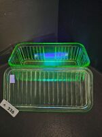 Large Uranium Glass Butter Dish - 3