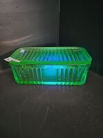 Large Uranium Glass Butter Dish - 2