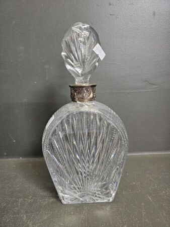 Topazia Crystal Decanter with Silver Collar