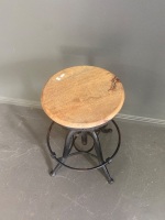 Industrial Style Adjustable Timber Top Stool - 4