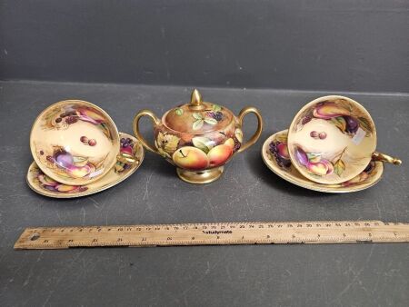 Aynsley Orchard signed N Brunt x 2 Cups and Saucers