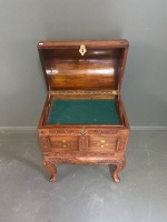 Wooden Inlayed Trousseau / Glory Box on stand with brass hinge and features - 2