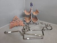 Mixed Metal Lot inc. Wine Rack, Hose Holder and Plant Hangers