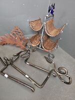 Mixed Metal Lot inc. Wine Rack, Hose Holder and Plant Hangers - 3