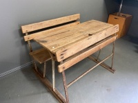 Antique Rustic Style School Desk - 2