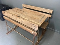 Antique Rustic Style School Desk - 3