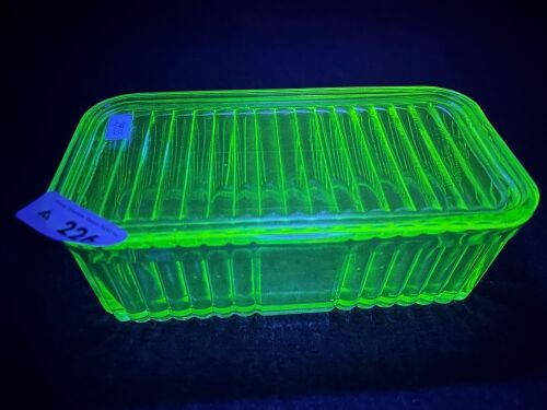 Large Uranium Glass Butter Dish