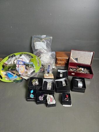 Large Mixed lot of costume Jewllery, Ladies Watches & Jewel Boxes