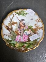 Limoges Romantic Scene Plate & Limoges Style Miniature Tea Set - 2