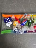 Murano Glass Tray with Glass Lollies/Sweets (20) tray 33.5 x 9.5 - 2