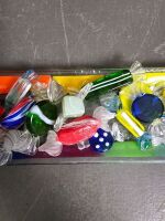 Murano Glass Tray with Glass Lollies/Sweets (20) tray 33.5 x 9.5 - 3