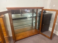 Bevelled Glass 3 Shelf Pine Display Cabinet - 3