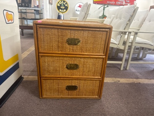 Wicker 3 drawer side table