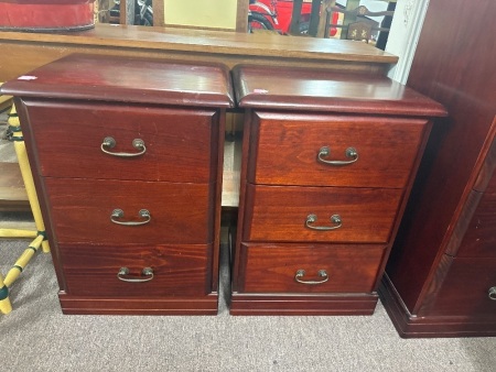 Three drawer wood side tables