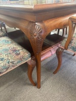 Rosewood dining table and leaves with 8 matching Embroided Dining Chairs - 3