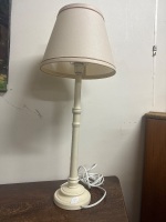 Beige wooden lamp w shade - 2