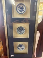 Three chinese bowls framed - 2