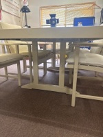 Cream outside dining table with 8 x outside cream chairs and cushions - 3