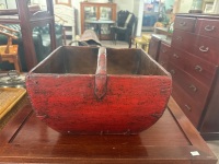 Chinese Red Laquered Rice Basket