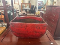 Chinese Red Laquered Rice Basket - 2