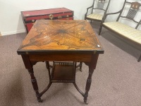 Ornate Antique Rosewood Fold Out Playing Table