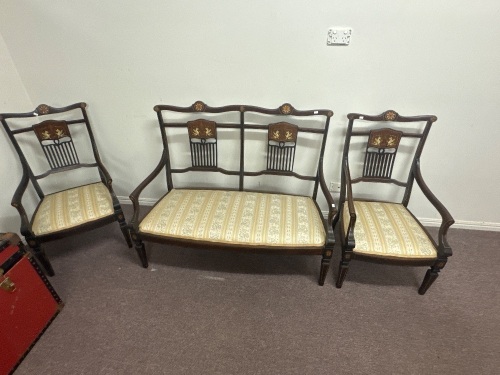 3 Piece Antique Low Seat 2 seat love chair and side chairs