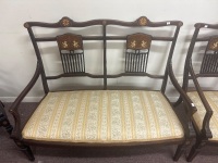 3 Piece Antique Low Seat 2 seat love chair and side chairs - 3