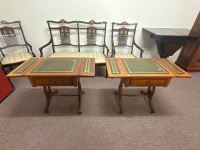 Pair Fold Out Side tables with drawer and brass claw feet - 2