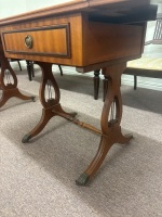 Pair Fold Out Side tables with drawer and brass claw feet - 3