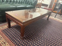 Glass topped wooden coffee table - 2