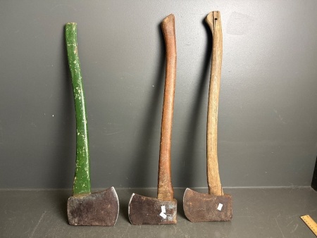 3 Vintage Axes - 1 marked Hytest Forged Tools