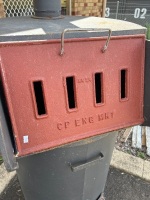 Large steel barrel incinerator with cast iron doors and grates - originally from the Woodford police station - 2