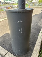 Large steel barrel incinerator with cast iron doors and grates - originally from the Woodford police station - 5