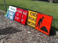 Assorted lot of road and warning signs